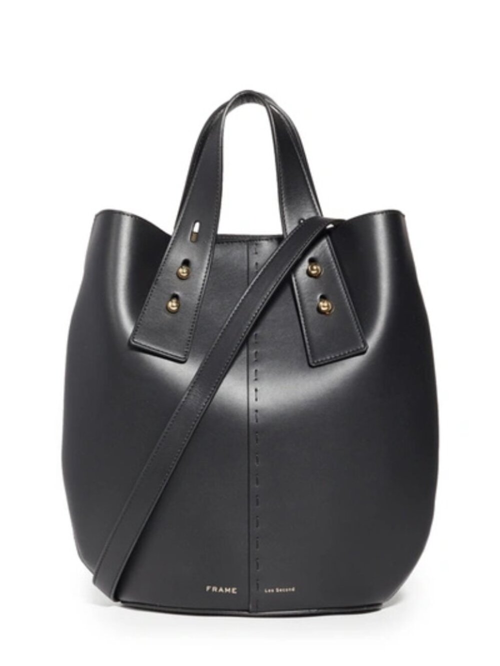 Frame Black Les Second Leather Bucket Medium Vase Tote Bag